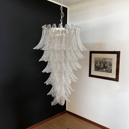Murano Glass Chandelier | Handcrafted Pink Feather Design | 70cm Diameter