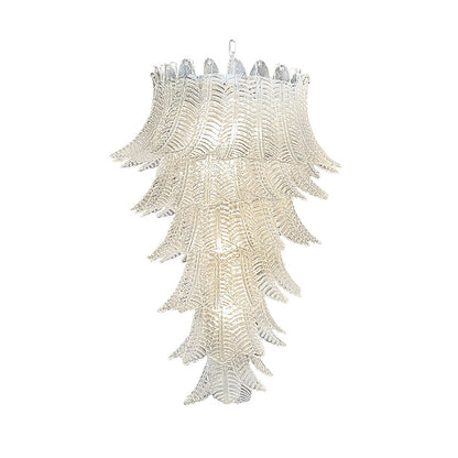 Murano Glass Chandelier | Handcrafted Pink Feather Design | 70cm Diameter