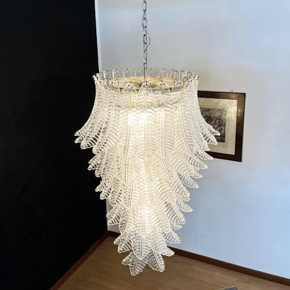 Murano Glass Chandelier | Handcrafted Pink Feather Design | 70cm Diameter