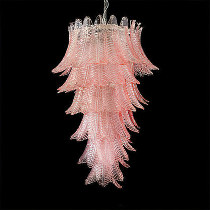 Murano Glass Chandelier | Handcrafted Pink Feather Design | 70cm Diameter