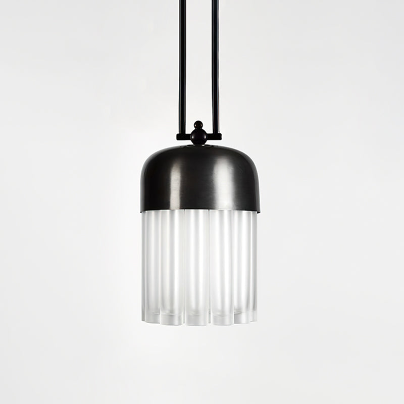 Felix Pendant Light | Black Metal & Frosted Glass | Adjustable Height