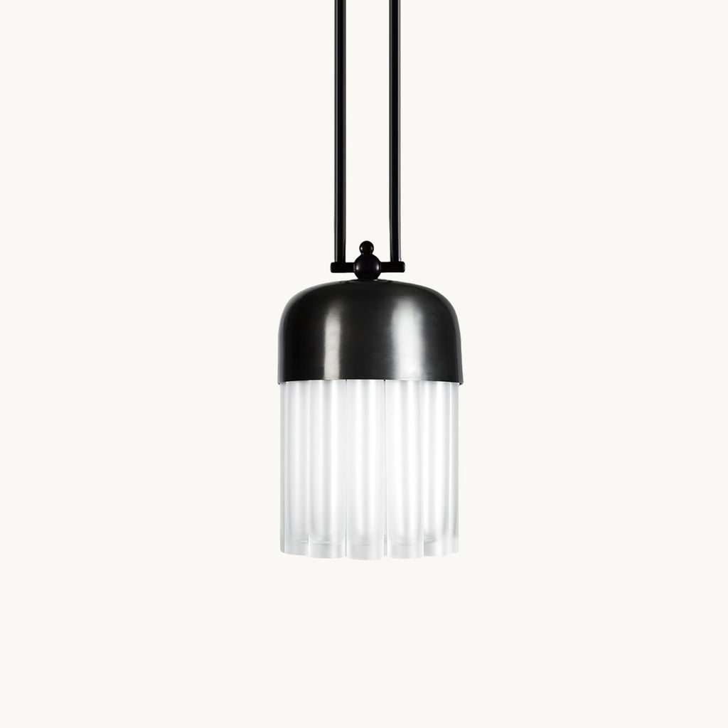 Felix Pendant Light | Black Metal & Frosted Glass | Adjustable Height