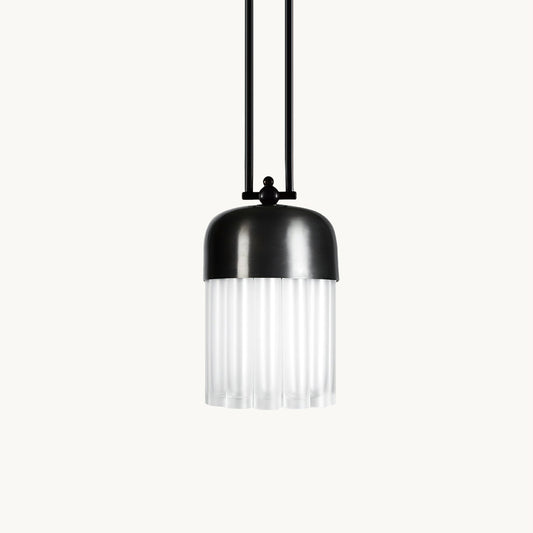 Felix Pendant Light | Black Metal & Frosted Glass | Adjustable Height