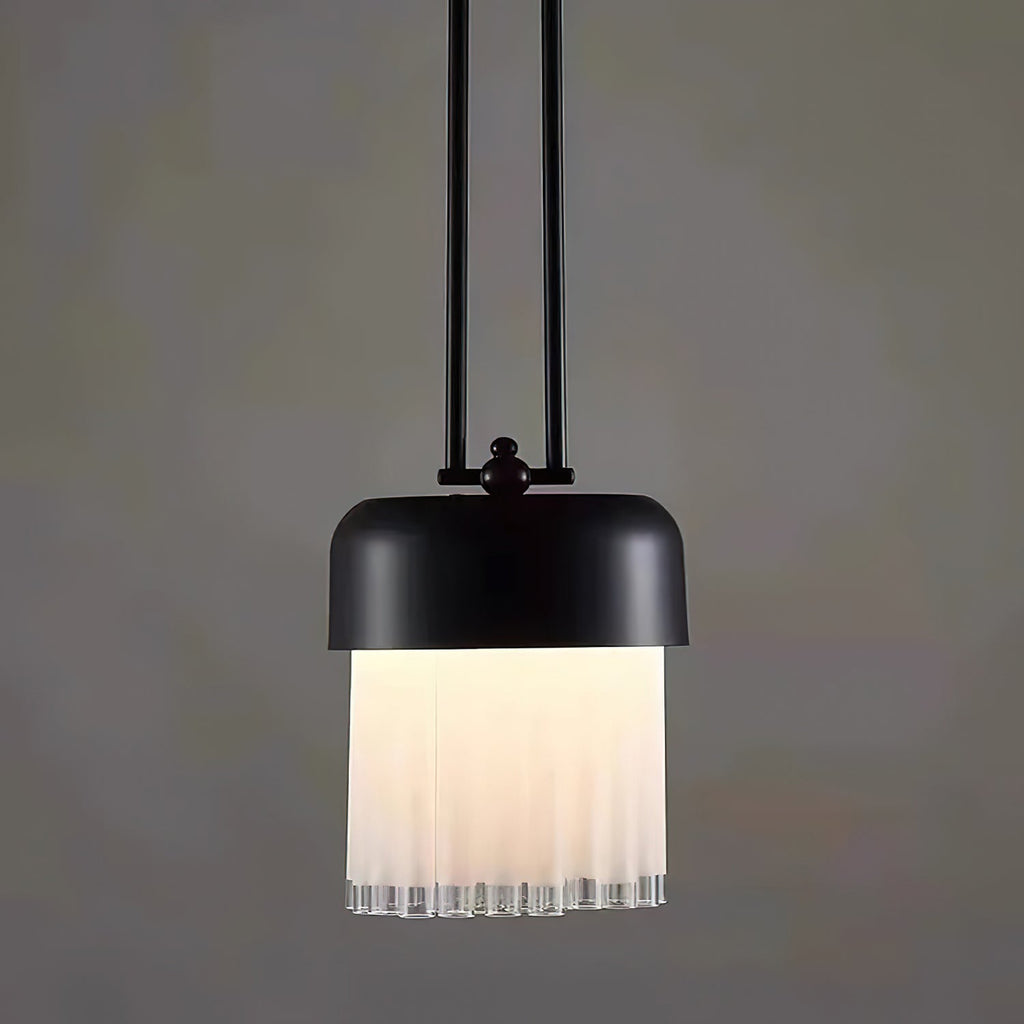 Felix Pendant Light | Black Metal & Frosted Glass | Adjustable Height