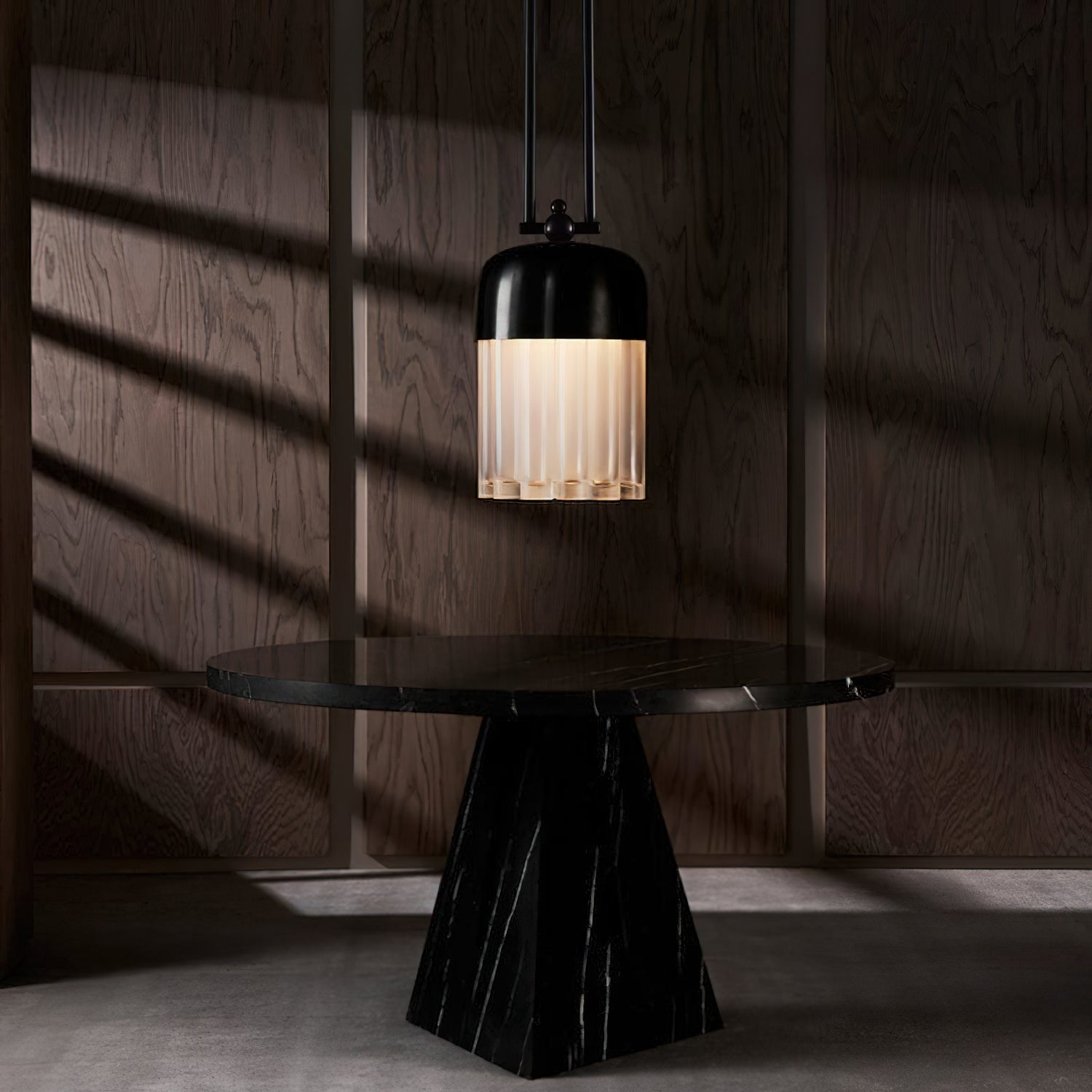 Felix Pendant Light | Black Metal & Frosted Glass | Adjustable Height