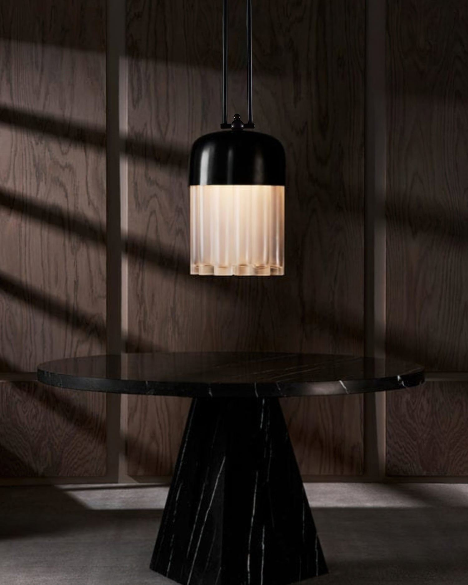 Felix Pendant Light | Black Metal & Frosted Glass | Adjustable Height