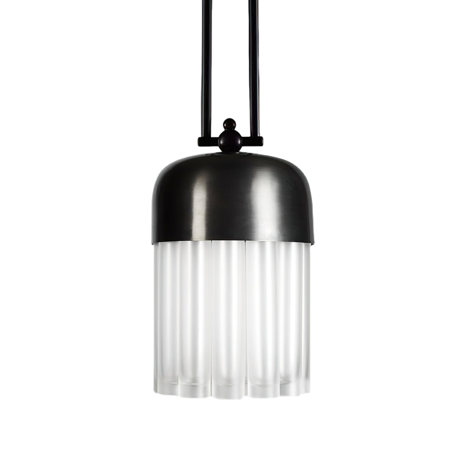 Felix Pendant Light | Black Metal & Frosted Glass | Adjustable Height