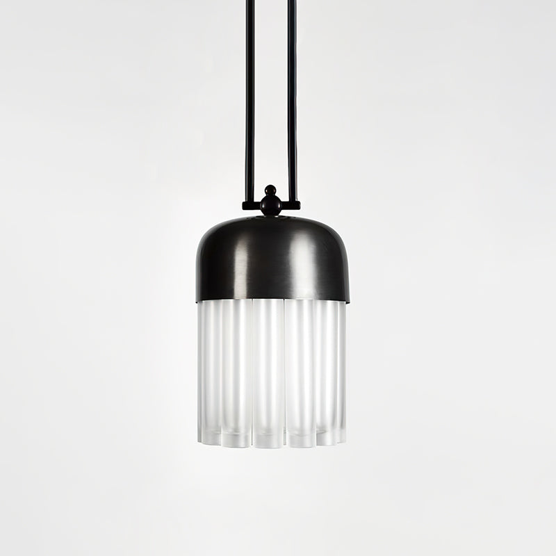 Felix Pendant Light | Black Metal & Frosted Glass | Adjustable Height
