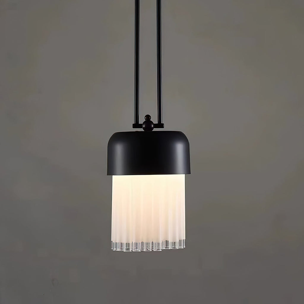 Felix Pendant Light | Black Metal & Frosted Glass | Adjustable Height