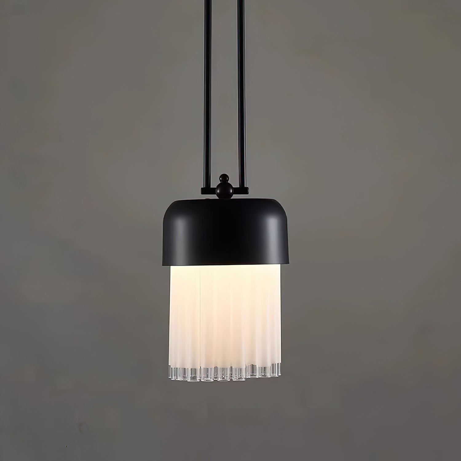 Felix Pendant Light | Black Metal & Frosted Glass | Adjustable Height