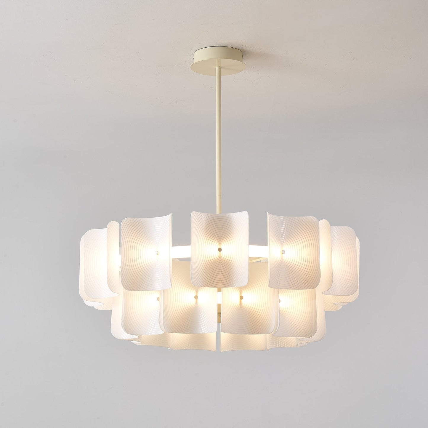 Fingerprint Chandelier | Modern Acrylic | Beige and White