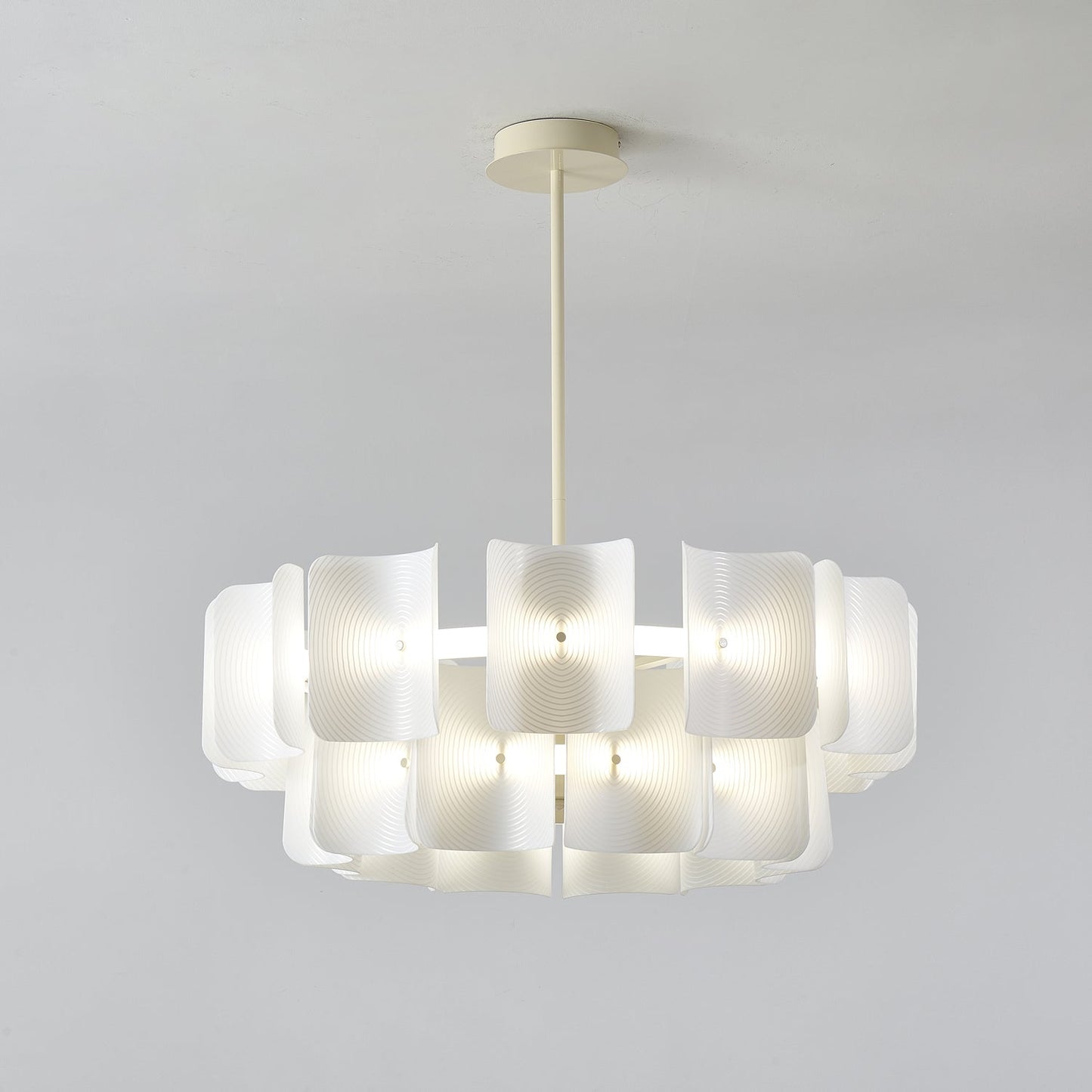 Fingerprint Chandelier | Modern Acrylic | Beige and White