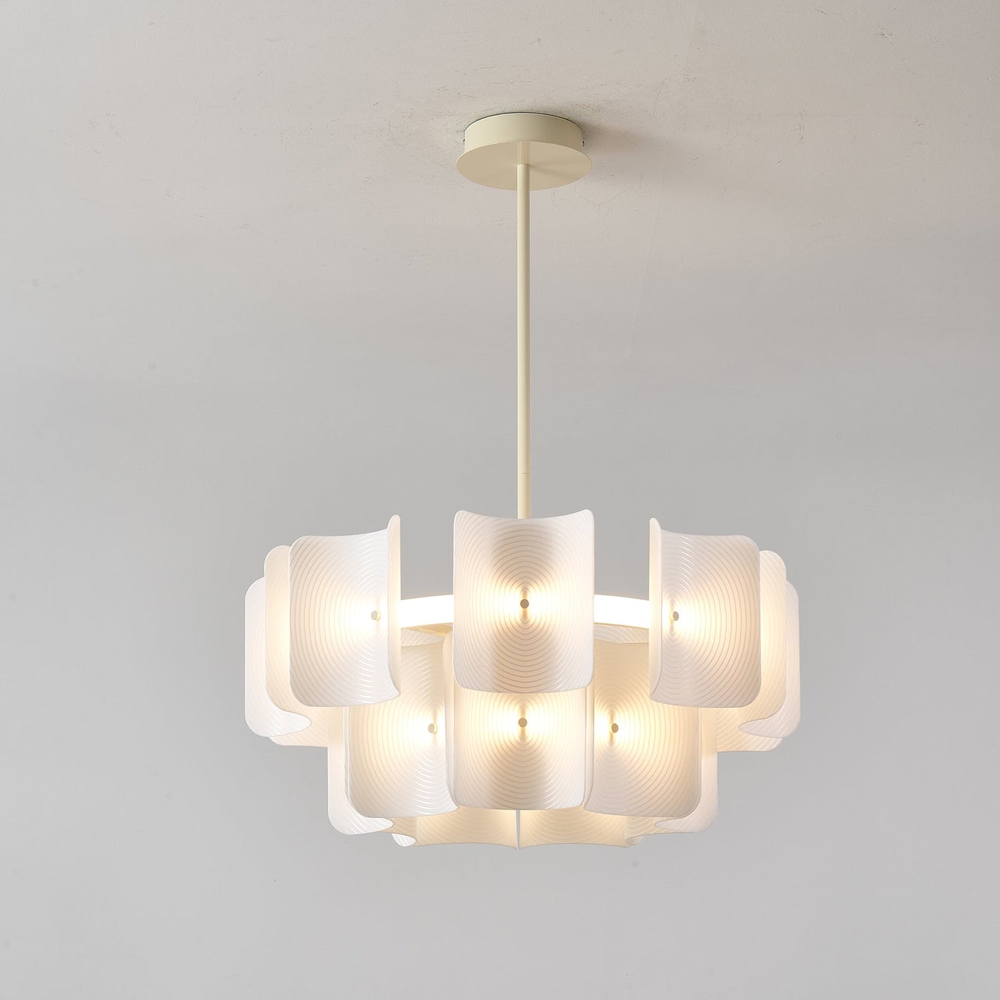 Fingerprint Chandelier | Modern Acrylic | Beige and White