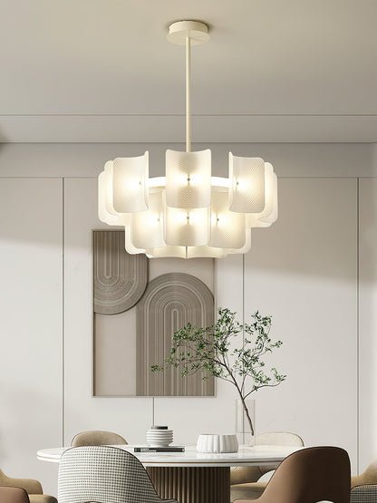 Fingerprint Chandelier | Modern Acrylic | Beige and White