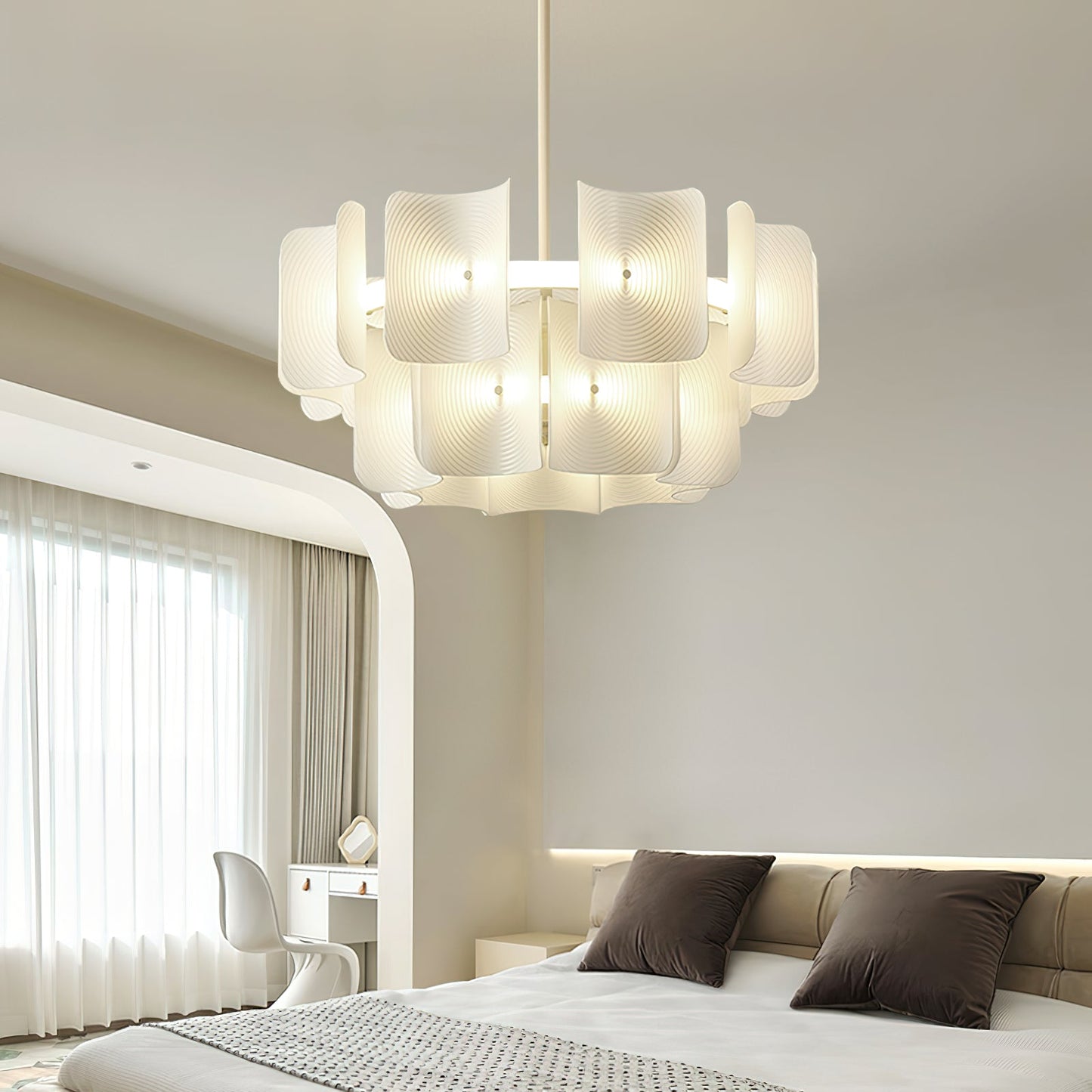 Fingerprint Chandelier | Modern Acrylic | Beige and White