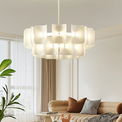 Fingerprint Chandelier | Modern Acrylic | Beige and White