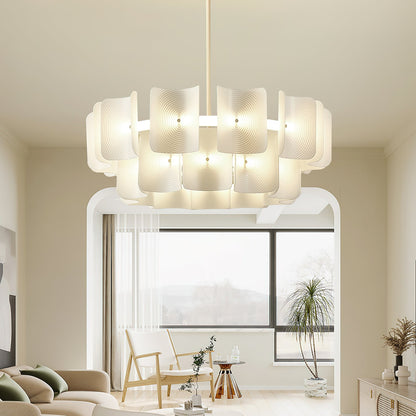 Fingerprint Chandelier | Modern Acrylic | Beige and White