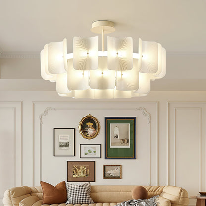 Fingerprint Chandelier | Modern Acrylic | Beige and White