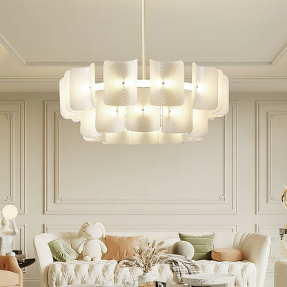 Fingerprint Chandelier | Modern Acrylic | Beige and White