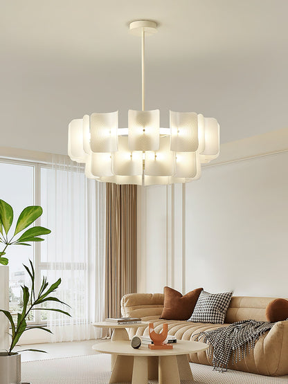 Fingerprint Chandelier | Modern Acrylic | Beige and White