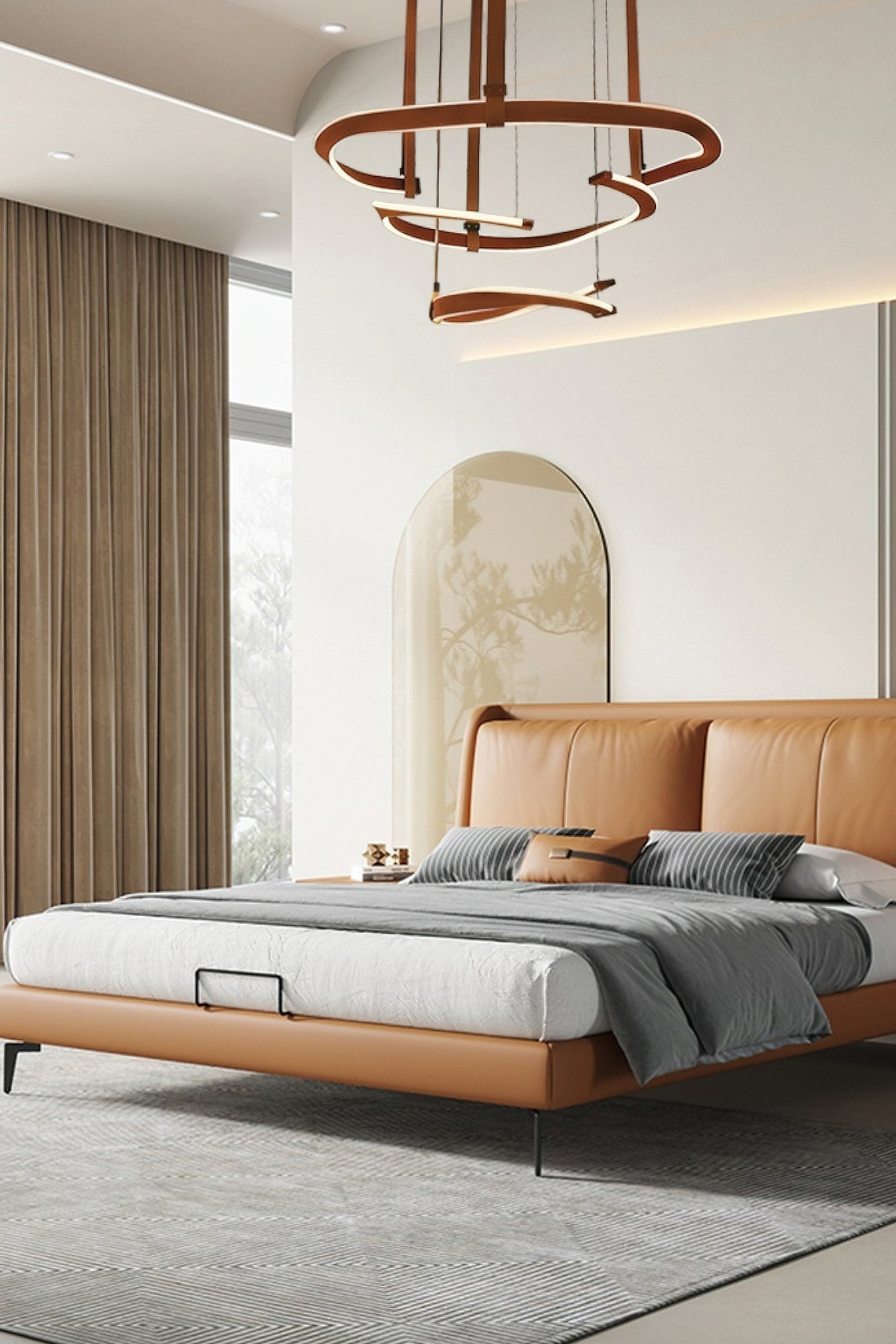 Chandelier | Aluminum & Velvet | Brown, 3 Sizes