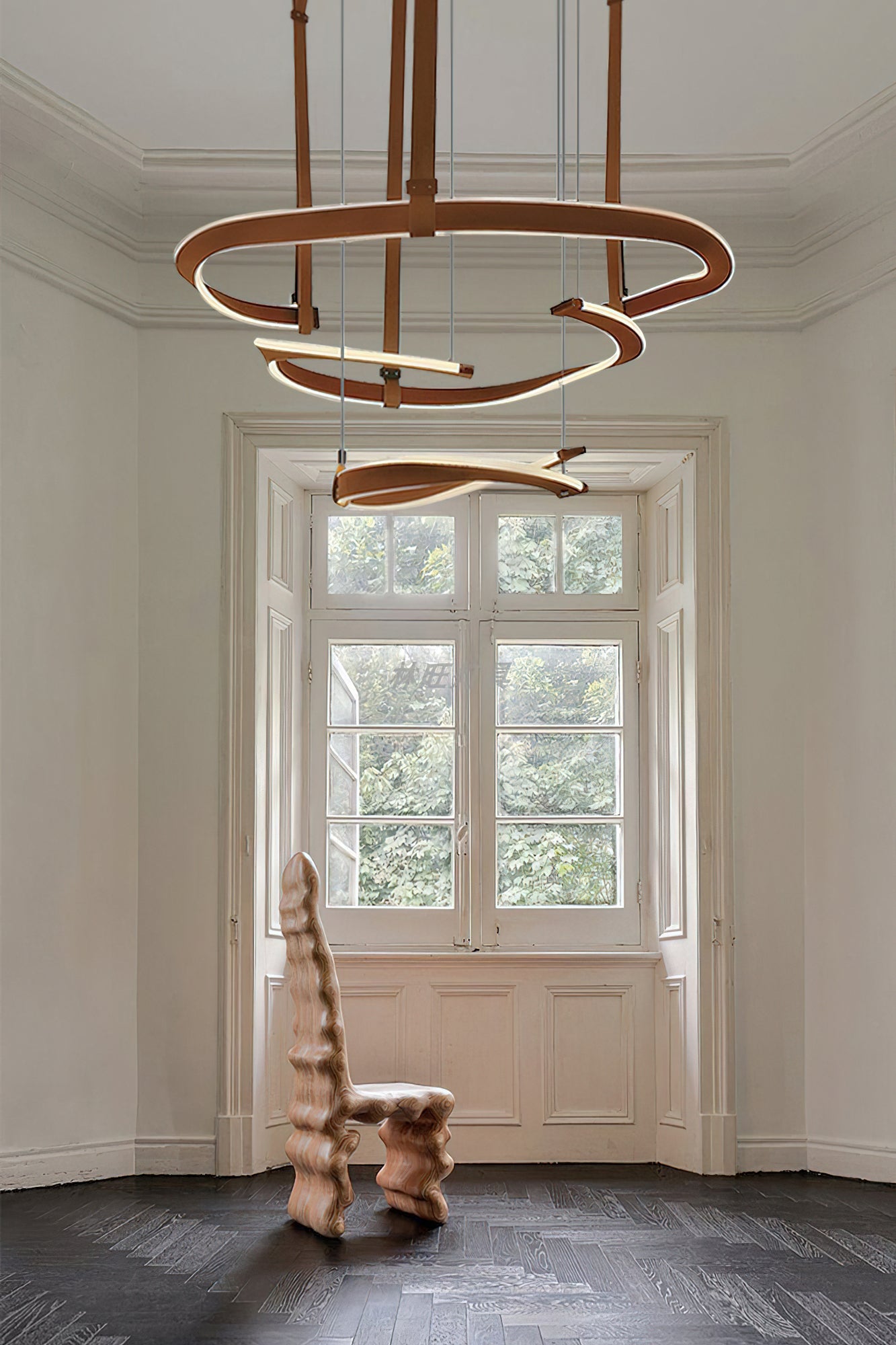 Chandelier | Aluminum & Velvet | Brown, 3 Sizes