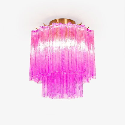 Fiora Rose Red Glass Ceiling Lamp | Pink Glass | Gold Finish