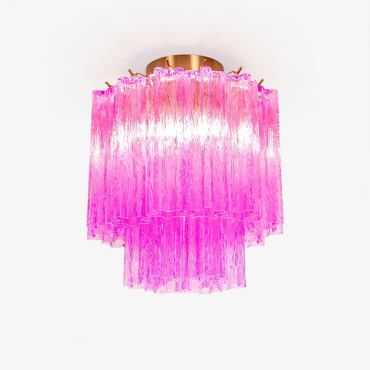 Fiora Rose Red Glass Ceiling Lamp | Pink Glass | Gold Finish