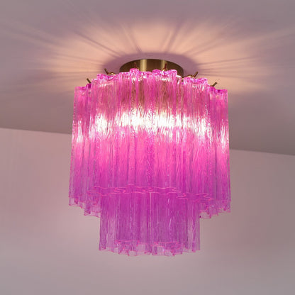 Fiora Rose Red Glass Ceiling Lamp | Pink Glass | Gold Finish