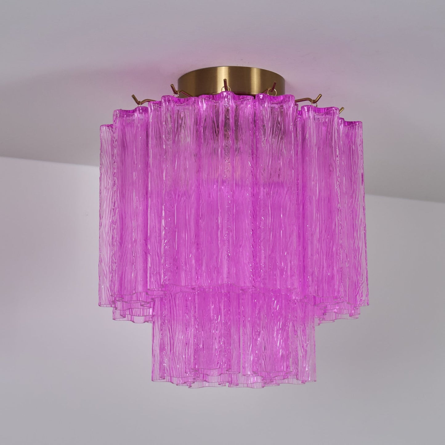 Fiora Rose Red Glass Ceiling Lamp | Pink Glass | Gold Finish