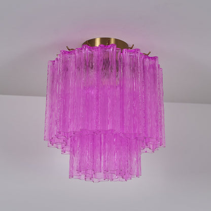 Fiora Rose Red Glass Ceiling Lamp | Pink Glass | Gold Finish