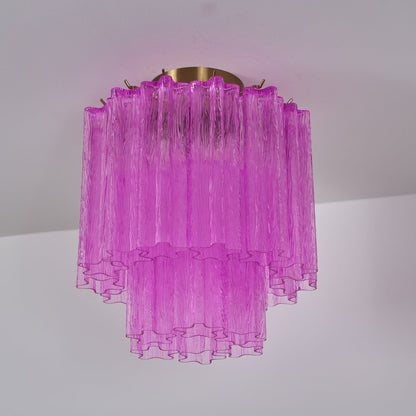 Fiora Rose Red Glass Ceiling Lamp | Pink Glass | Gold Finish