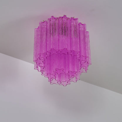 Fiora Rose Red Glass Ceiling Lamp | Pink Glass | Gold Finish