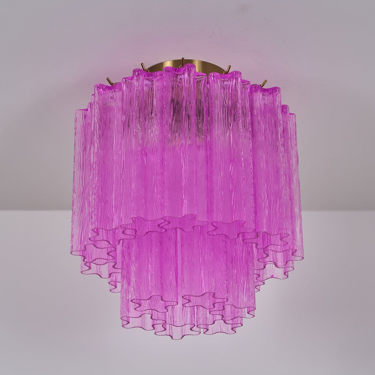 Fiora Rose Red Glass Ceiling Lamp | Pink Glass | Gold Finish