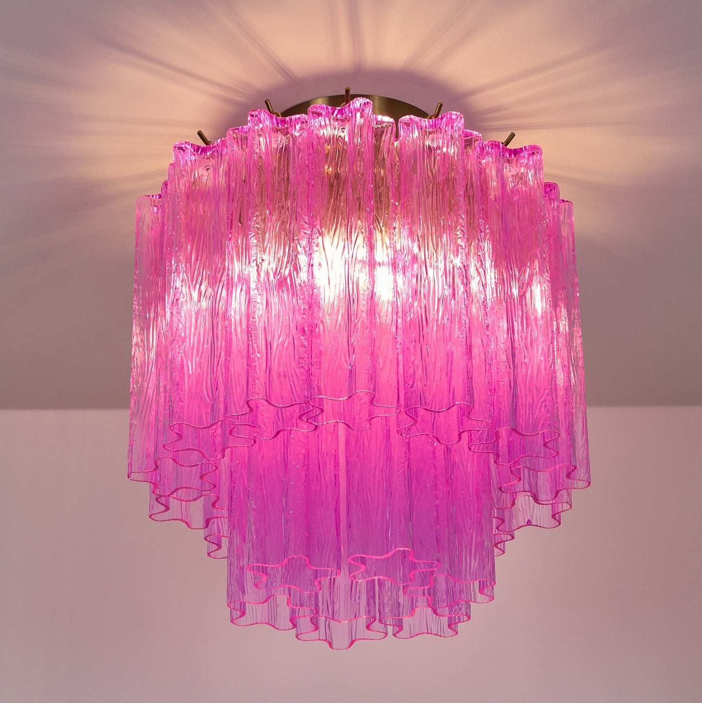 Fiora Rose Red Glass Ceiling Lamp | Pink Glass | Gold Finish