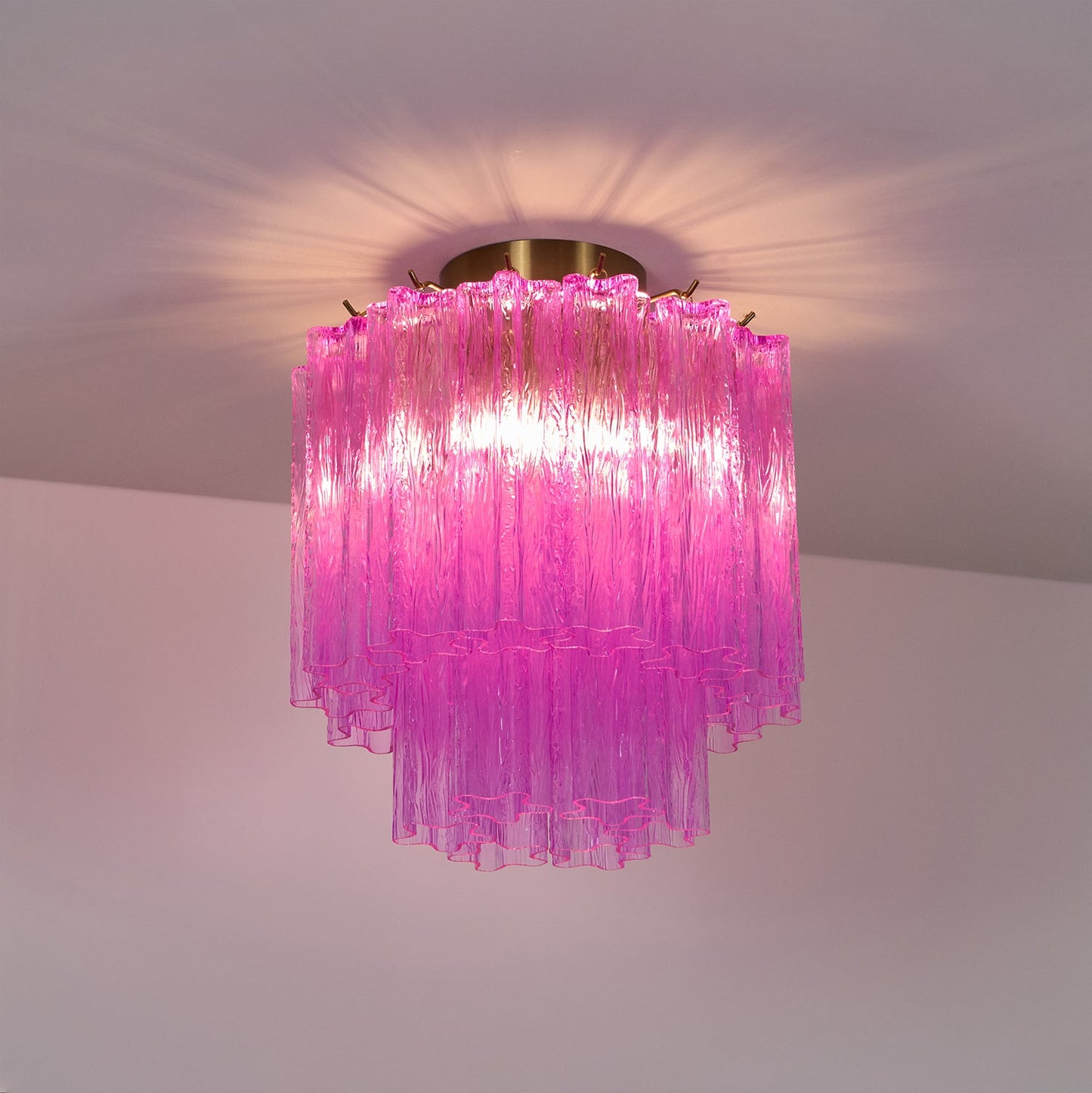 Fiora Rose Red Glass Ceiling Lamp | Pink Glass | Gold Finish