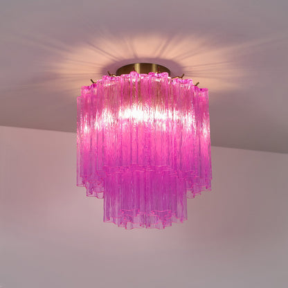 Fiora Rose Red Glass Ceiling Lamp | Pink Glass | Gold Finish