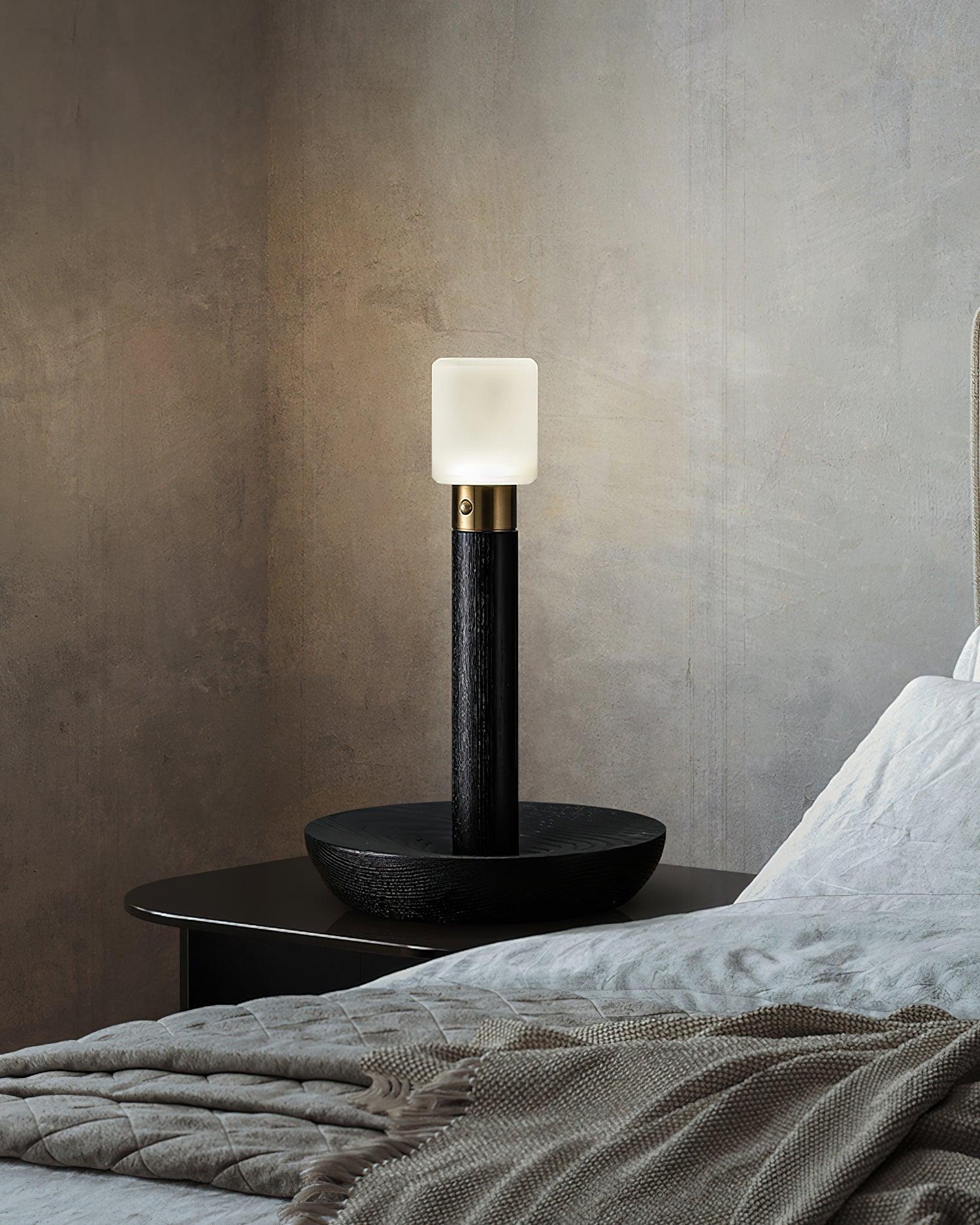 Fire Stick Table Lamp | Solid Wood | Black