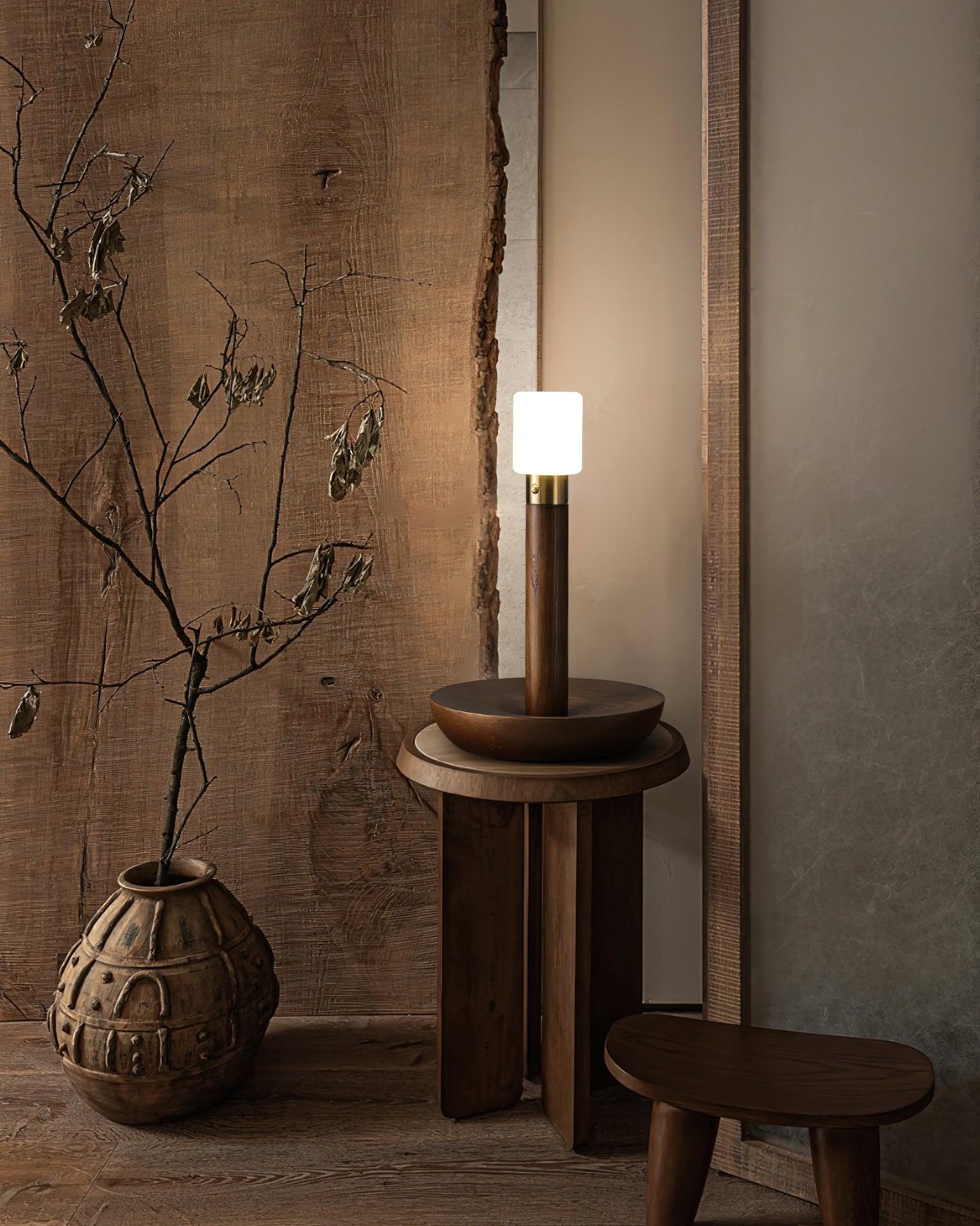 Fire Stick Table Lamp | Solid Wood | Black