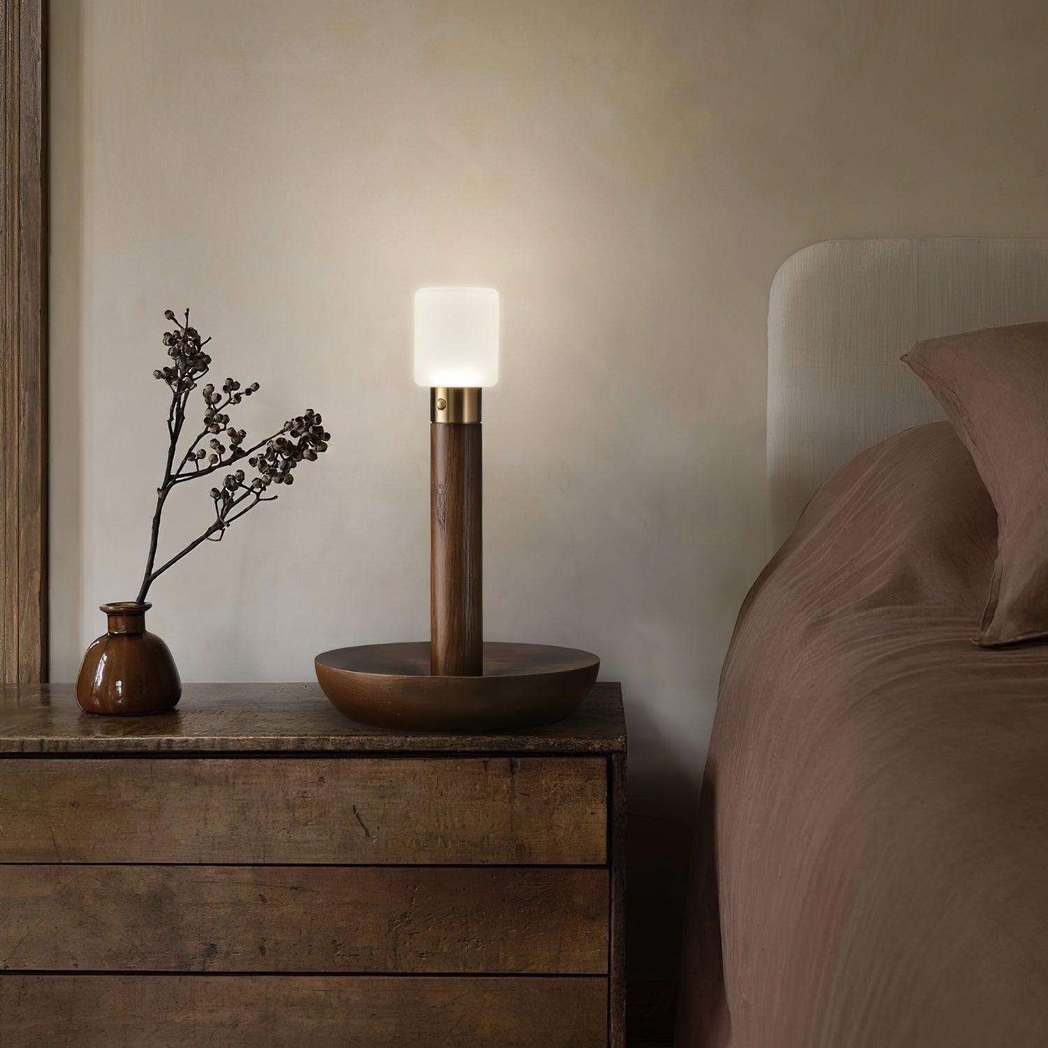 Fire Stick Table Lamp | Solid Wood | Black