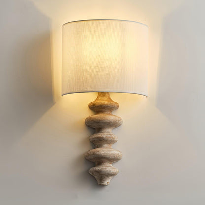 Fishbone Sconce | Solid Wood & Fabric | Black, White, Wood Color