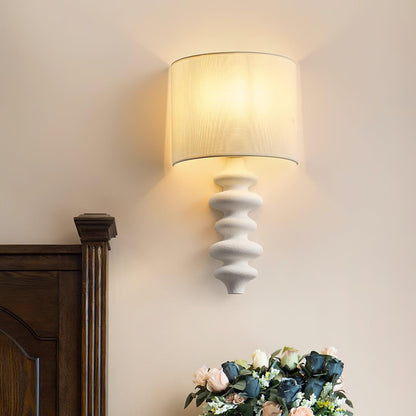 Fishbone Sconce | Solid Wood & Fabric | Black, White, Wood Color