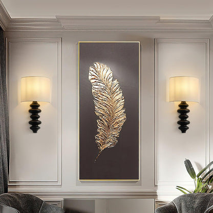 Fishbone Sconce | Solid Wood & Fabric | Black, White, Wood Color