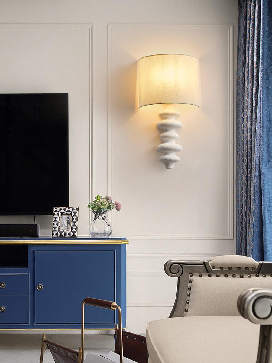 Fishbone Sconce | Solid Wood & Fabric | Black, White, Wood Color