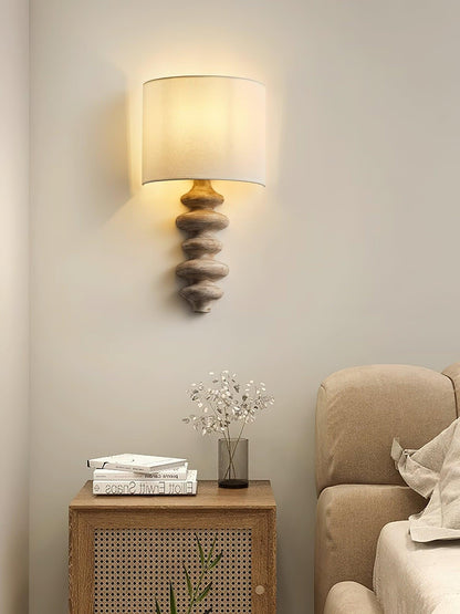 Fishbone Sconce | Solid Wood & Fabric | Black, White, Wood Color
