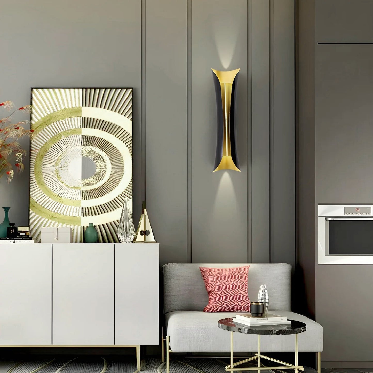 Flame Art Wall Sconce | Metal, Iron, Aluminum | Gold & Black