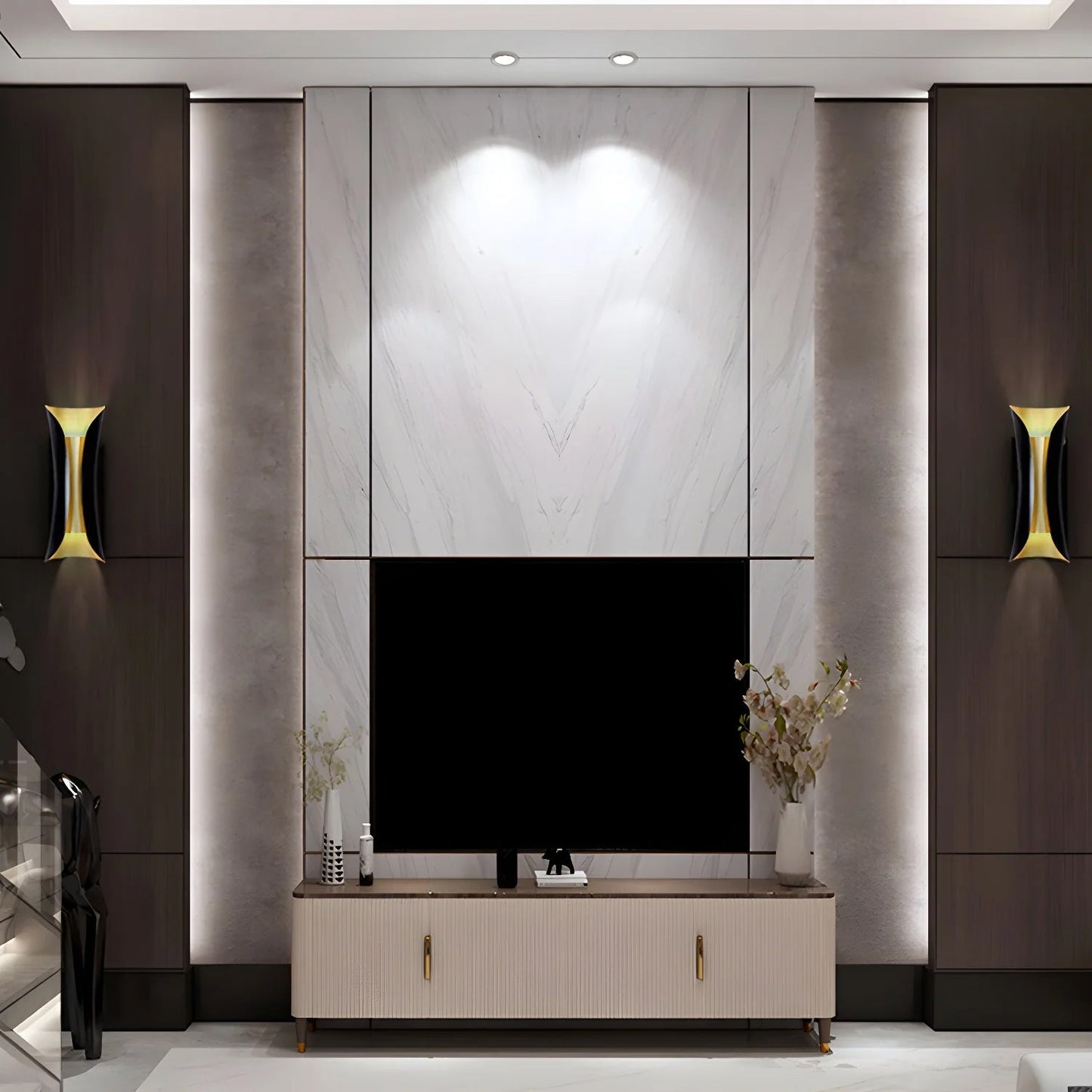 Flame Art Wall Sconce | Metal, Iron, Aluminum | Gold & Black