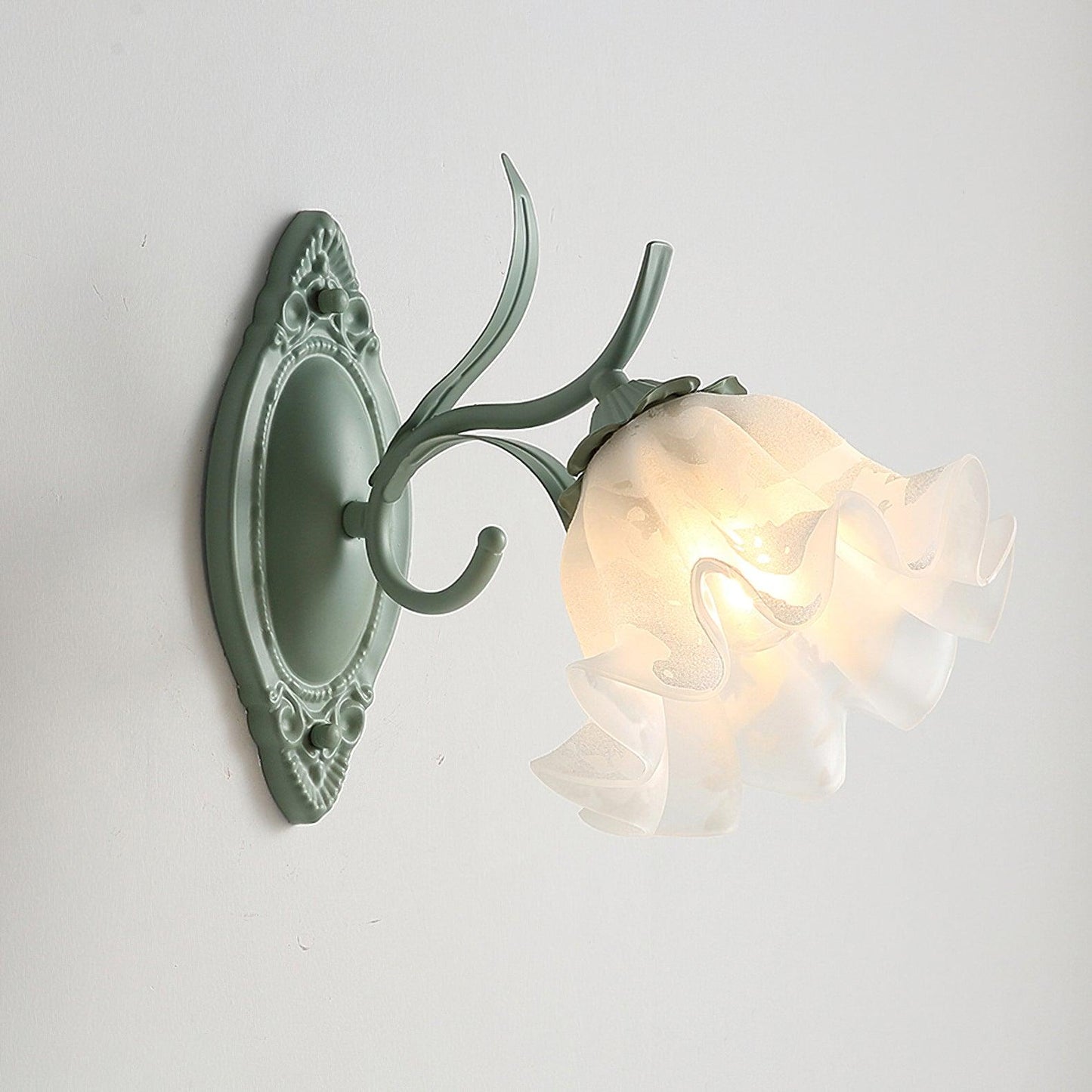 Flared Wall Sconce | Metal & Glass | Green | Set of 2