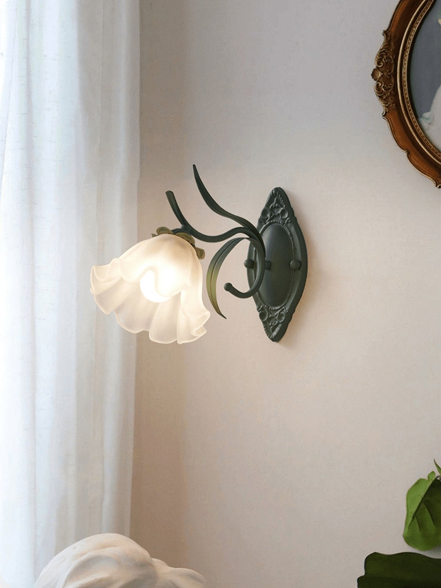 Flared Wall Sconce | Metal & Glass | Green | Set of 2