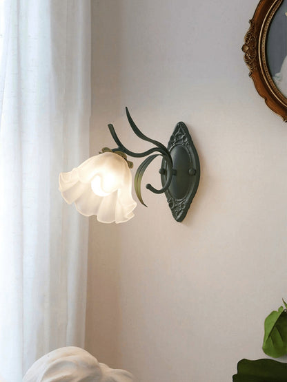Flared Wall Sconce | Metal & Glass | Green | Set of 2